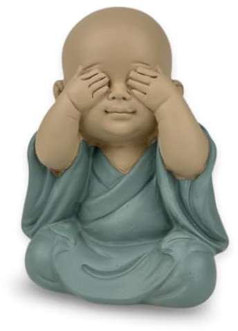 Statue Bouddha Vue en Position Mythique - Ne Rien Voir - Bébé Bouddha Symbolique Reconnu -Ambiance Paisible et Sereine - Décoration Zen - Idée Cadeau Toute Génération -H 10,5 cm – Zen’Light