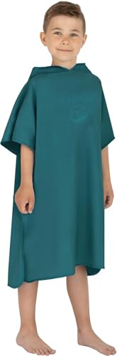 normani Kinder Mikrofaser Badehandtuch Strandtuch Badeponcho mit Kapuze aus 80% recyceltem Material für Jungen und Mädchen von 2-13 Jahren Farbe Petrol Größe 2-5 Jahre
