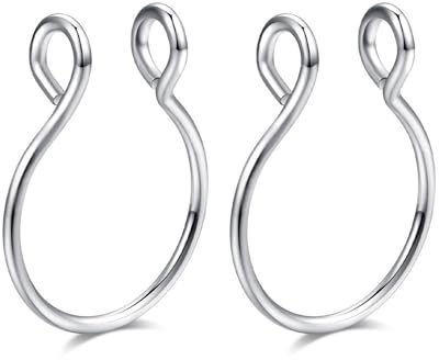Decentraland 2 pezzi argentati 20 G 0,8 mm Fake Stretched Hoops Septum Faux Naselli in acciaio inox a ferro di cavallo a forma di U, piercing per naso, labbro, gioielli da 8 mm, 0.8mm(20g),D-8mm,
