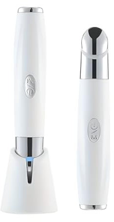 Masseur facial EMS raffermissant, masseur électrique pour contour des yeux, 3 modes de LED photothérapie et électrothérapie et thermothérapie 38-42 °C, poches, gonflement, migraine