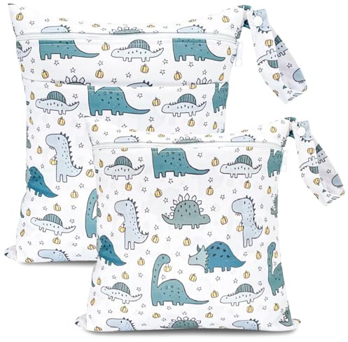 Wetbag Kindergarten,2Stk Windeltasche,Wetbag Stoffwindeln,Nasstasche Windeltaschen wiederverwendbar,nassbeutel kindergarten,Wet Bag,Waschbar Organizer Beutel for Kleinkind Windeln Reisen Strand Pool