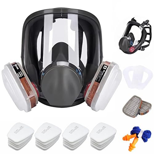 Maschera antigas con filtro, maschera antipolvere per polveri sottili, riutilizzabile, per graffiti, verniciatura, spruzzatura di colore, + 20 dischetti di cotone filtrabili, + tappi per le orecchie