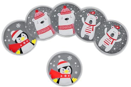 Taschenwärmer wiederverwendbar 6er Set - Winter - Handwärmer rund für unterwegs - Winter Hand Taschen Wämer Wichtel Nikolaus Weihnachten Geschenk