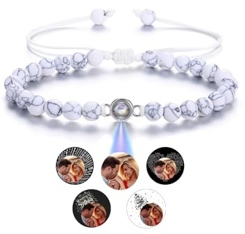 Jovivi Personalisiertes Armband mit Foto Bild Projektion Armband 100 Sprachen Ich liebe dich Armband Fotoarmband für Herren Damen Freundschaftsarmbänder Personalisierte Geschenke