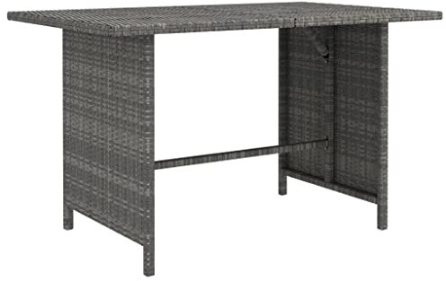 Myheimly Garten-Esstisch Grau 110x70x65 cm Poly Rattan
