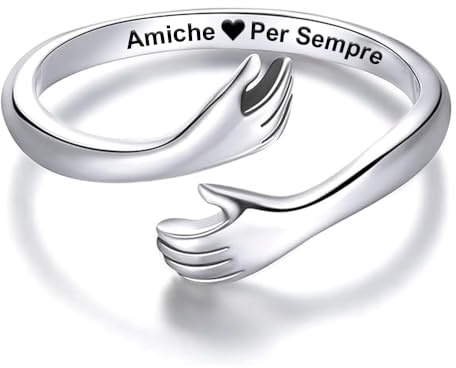 Anello Donna Amiche per Sempre in Argento Sterling 925 - Regalo Compleanno Natale per Amiche, Donne, Sorelle - Anello Regolabile - Cofanetto incluso