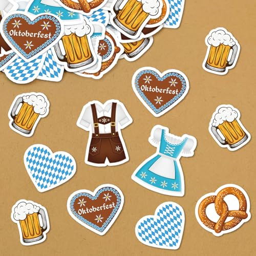 BOYATONG Oktoberfest Deko: 66 Stück Bayrische Motive, Konfetti mit Klebepunkten, Bayrische Party Dekoration, Deko Oktoberfest