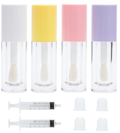 APOMOONS Set med 4 tomma läppglansslangar med 2 plastsprutor med gummipluggar för läppstift och mascara makeup