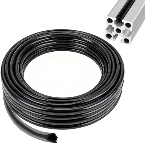 Tunejoy Perfil Aluminio Tira de Sellado 6mm Tira de Sellado de PVC per Perfil Alluminio Serie Euro Standard 20x20 Negro 10M