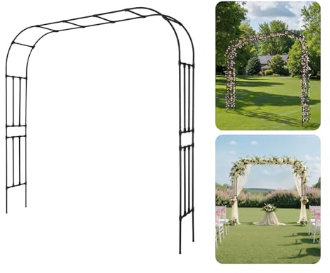 VEVOR Arche de Jardin, 240x250x40 cm, Arche de Mariage en Métal, avec Tubes en Acier Galvanisé, Support Robuste pour Plantes Grimpantes et Roses, Jardins, Pelouses, Décorations de Fêtes, d'Événements