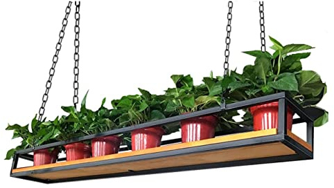 Ceiling Hanging Plant Shelves Wooden Floating Shelf for Flower Pots Kitchen Storage Rack Pot Holder Wine Display Stand Decorativefor Home and Bar.