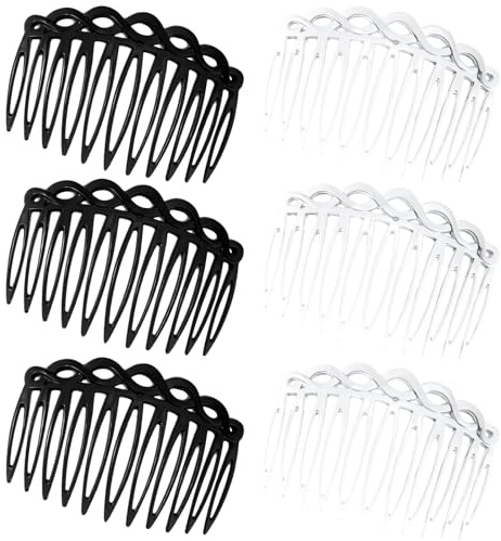 Mabor 6 Stück French Side Comb Haarkämm zum Stecken Haarkamme Damen für Dickes und Feines Haar Drehen Hochstecken und Stylen(Schwarz Weiße)