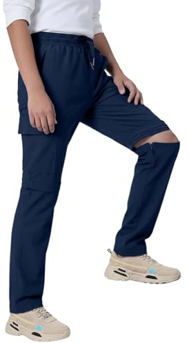 Generisch Wanderhose Kinder 2-in-1 Outdoorhose Sommer Zip Off Hose Schnelltrocknend Leicht Trekkinghose Cargohose Arbeitshose Kurze Hosen Jungen Jogginghose Freizeithose mit Gummizug
