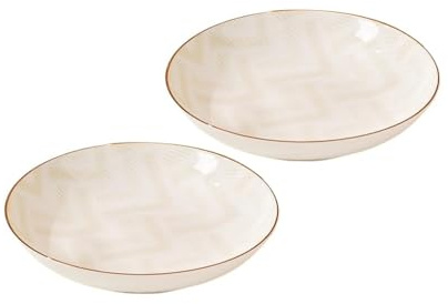 Nff Juego De 2 Platos Llanos De Cerámica Blanca De 20 Cm, Pequeños For Servir Pasta, Ensalada Y Fruta. Apto For Lavavajillas.