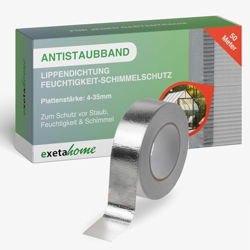 Exeta Antistaubband für Stegplatten I 38 mm x 50 m I Klebe-Tape zum Schutz vor Staub, Feuchtigkeit & Schimmel I Anti-Staub-Klebeband für Doppelstegplatten 4-35 mm I UV-beständig & witterungsfest