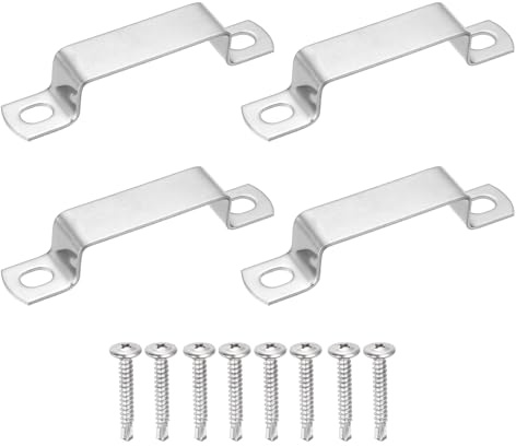 sourcing map 4 abrazaderas de tubo cuadradas en forma de U, soporte en forma de U de 60 x 20 mm, abrazadera de correa cuadrada de acero inoxidable 304 con tornillos autorroscantes de cabeza Phillips