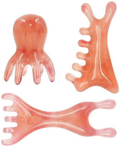 BOVXAWES 3pcs Head Massager Scalp Comb Resin Octopus Scalp Massage Tool Gua Sha Facial Tools - Relieve Headaches Scalp Stress Manual Acupressure Tool for Mother's Day Birthday Valentine's Day Gifts