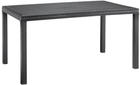 EffeDecor Tavolo da Pranzo Rettangolare in Resina Finitura Rattan Antracite Ideale per Ambienti Esterni,Interni Bar Ristorante Pizzeria Salvaspazio Facile da Assemblare 80x140x72 cm