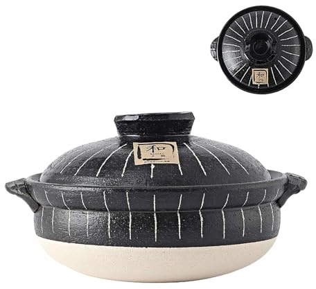 Pentola di argilla giapponese, pentola calda in ceramica in terracotta, pentola per stufato pre-stagionata prodotta in Giappone