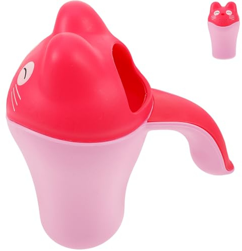 PLAFOPE Bicchiere per Lavaggio Capelli con Manico in Pp Rosa, Contenitore Doccia Shampoo per Bambino Bambina, Facile da Impugnare, Design Cartone Animato Adorabile per Bagnetto
