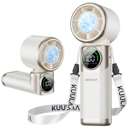 Kuulaa Mini ventilatore a mano con raffreddamento ad acqua, ventilatore turbo, piccolo con nebbia di raffreddamento, batteria ricaricabile, 8000 mAh, spruzzatore d'acqua pieghevole per viaggi, esterni