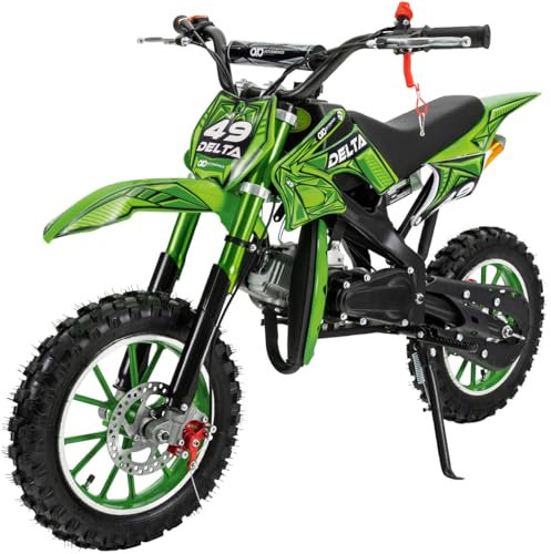 Actionbikes Motors Crossbike Delta 49 cc | 2-Takt 49ccm Motor bis 𝟒𝟎 km/h - Motorrad - Pocket Bike - Dirt Bike - Motocross - Pocketbike - Motorsport - Dirtbike - Enduro (Grün)