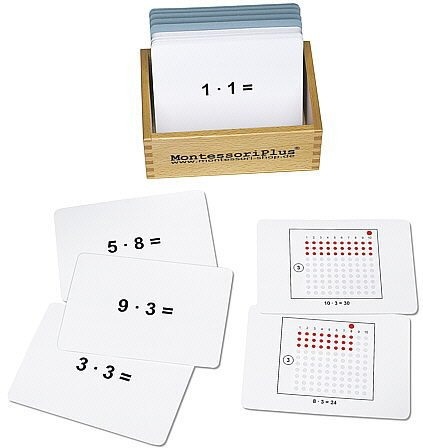Arbeitskartei zum Montessori-Material Multiplikationsbrett | 100 Karten, inkl. Selbstkontrolle