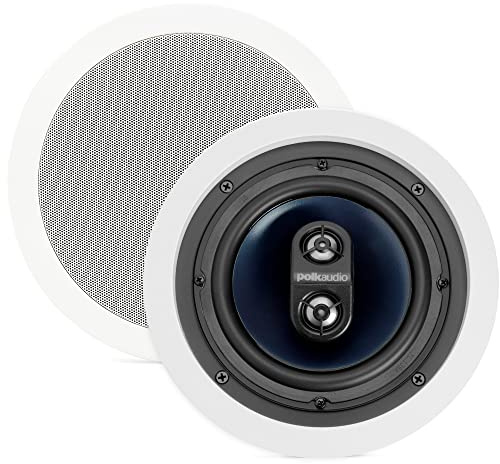 Polk Audio RC6s 6.5 in-Ceiling Speaker, Stereo Speaker, Dual Channel from a Single Location, Great for Damp, Humid Placement, (White, Paintable Grille)