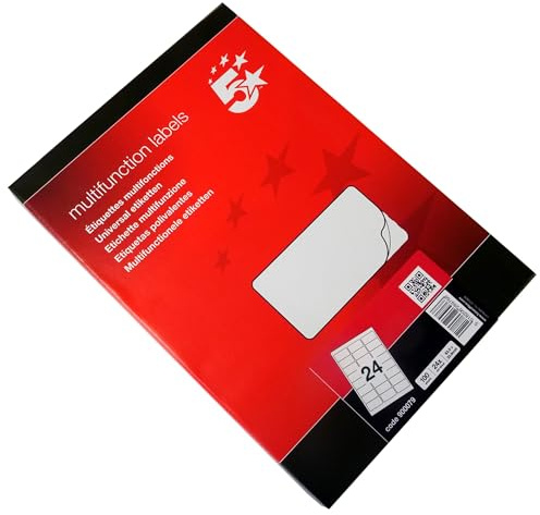 5 Star Universaletiketten 64 x 34 mm Weiß (2400 Stück) A4 24 Etiketten pro Blatt - selbstklebend, Adressetiketten, für Laser-, Inkjet- und Kopierdrucker