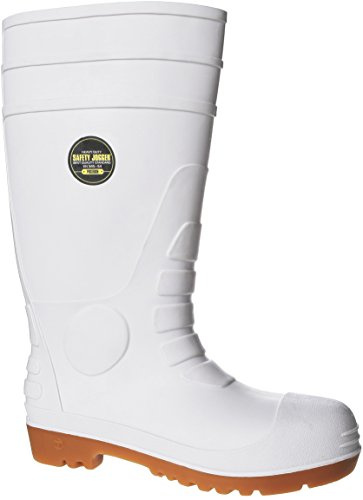 Säkerhetsjoggingmaskin unisex-vuxen Poseidon Wellington stövlar, 10 UK, Vitt, 1