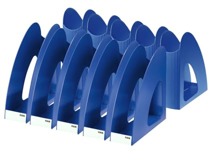HAN Stehsammler TWIN – 10 STÜCK, moderner Stehsammler im zeitgemäßen Design. Schick, standfest und funktional bis Format DIN A4/C4, blau, 1610-14