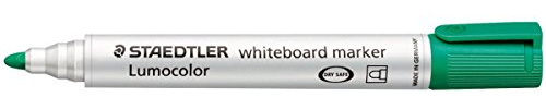 Staedtler Lumocolor 351 Whiteboard-Marker Rundspitze und Keilspitze, verscheidene Farben zur Auswahl (Rundspitze grün, 6)
