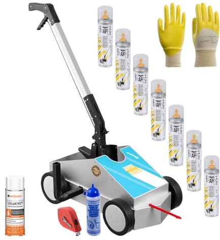 TMS PRO SHOP Markierung-Komplett-Set Typ M, gelb, für den Einsatz im Innen- und Außenbereich, Art.-Nr. 70489 | Bodenmarkierungsgerät | Markierungsgerät | Markierungswagen