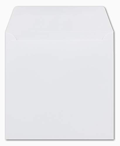 50 Quadratische Briefumschläge Weiß 15,5 x 15,5 cm 120 g/m² Nassklebung Post-Umschläge ohne Fenster ideal für Weihnachten Grußkarten Einladungen von Ihrem Glüxx-Agent