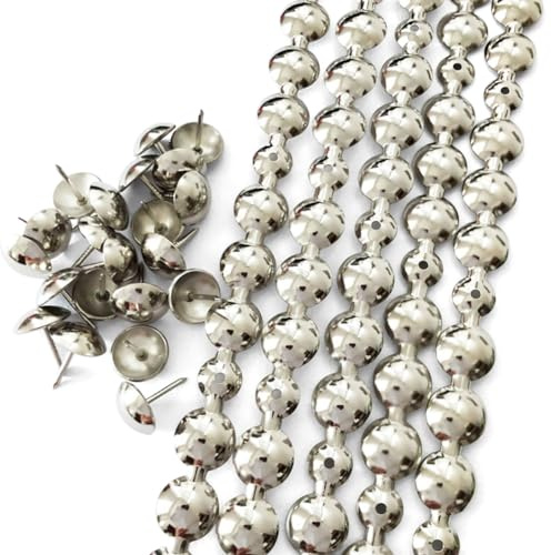 Let's Decor, 10 Meter D16 mm vernickelte dekorative Nagelstreifen/Nagelkopfverzierungen, Polstermöbel, Sofadeckel, lose Reißzwecken (M:16 mm Nickel)