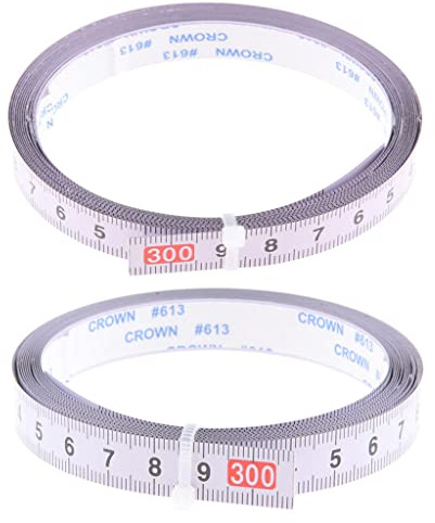 Set of 2 Self Adhesive Measure Tape Metric Stick Ruler, 300cm Right to Left and Left to Right T-Track Measuring Tapes Steel Sewing Machine Sticker Ruler for Workbench Router Table Band Tool