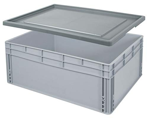 BRB Eurobox BxTxH 800x600x320 mm, 130 Liter, mit Stülpdeckel, 2 Griffleisten, Industriequalität, lebensmittelecht