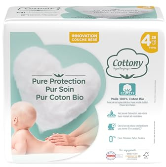 Cottony Pannolini con Cotone Bio 28 Strati Taglia 4 (7-18 kg)
