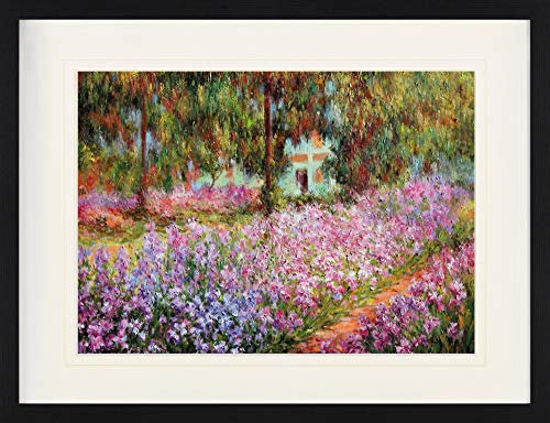 1art1 Claude Monet Poster Der Garten des Künstlers In Giverny, 1900 Gerahmtes Bild Mit Edlem Passepartout | Wand-Bilder | Im Bilderrahmen 80x60 cm
