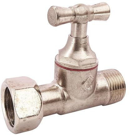 SOMATHERM FOR YOU, Robinet de WC droit en laiton nickelé brut M12/17 avec écrou tournant 12/17, fermeture à potence, remplissage rapide, pression max 6 bars, étanchéité optimale | Coupez facilement votre eau grâce à ce robinet droit en laiton, robuste et durable.