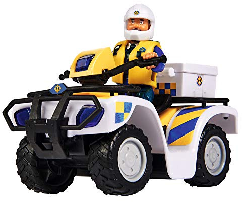 Simba 109251093 - Feuerwehrmann Sam Polizei Quad, mit Malcolm Figur, mit Zubehör, Staffel 12, ab 3 Jahren