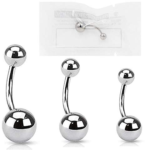 WARRIOR Nabelpiercing Banane Bauchnabel Steriles Titan 14G (1,6mm) Körperpiercing Single Bar PTD-01 12mm