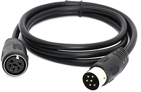 HTGuoji Spina connettore Midi Din 6 pin, cavo di prolunga, maschio a femmina, adattatore AV per audio digitale (1 m)