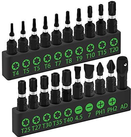 SWANLAKE 20PCS Screwdriver BIT Set,Tamper Resistant Star Bit Set,Torx Bit Set,1/4-inch Hex Shank, S2 Alloy Steel, T4-T40