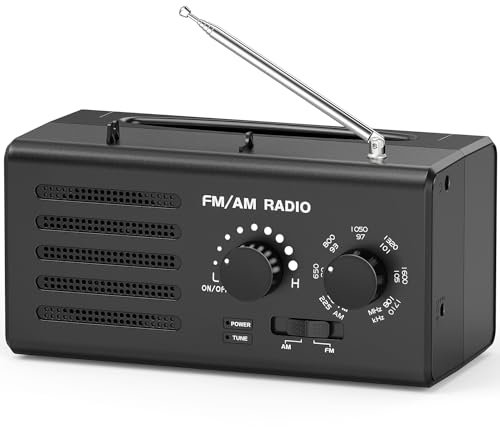 Radio a Transistor AM FM - Radio Portatile con Migliore Ricezione Altoparlante Integrato per Cuffie Radio Alimentata Tramite USB/Alimentazione a Batteria per Casa/Esterno/Emergenza(Nero)