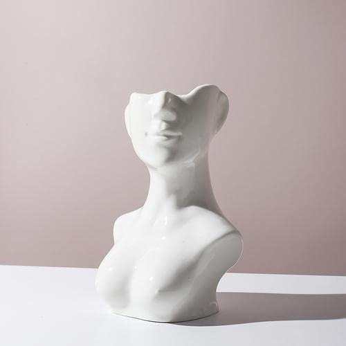 Kopf Gesicht Vase Moderne Kreativität Vasen Deko Mit Vase Gesicht Statue Weiß Matt Dekorative Vase Moderne Schicke Vase Boho Deko Für Heimdekoration Wohnzimmer (Attitüde)