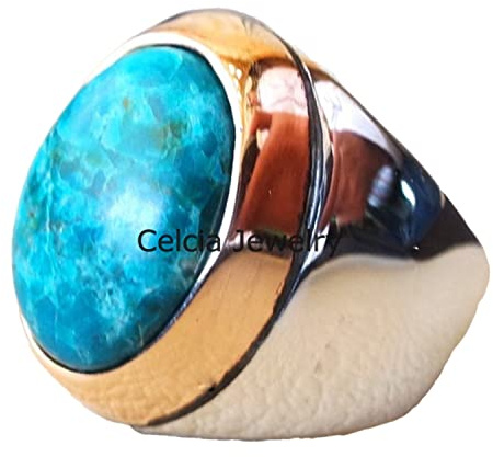 Natürlicher Abalone-Muschel-Edelsteinring, echter 925er Sterlingsilber-Schwerschmuck, Siegelring, Statement-Ring, Geburtstagsgeschenke für Freund, zweifarbiger Ring