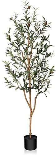 Kazeila Artificial Olive Tree 150cm Large Artificial Plant Indoor with Fruits Fake Silk Olive Plant in Pot for Home Decoration(1Pack)
