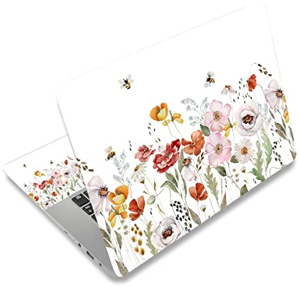 RICHEN Laptop Notebook Skin Sticker Cover Decal, 12 13 13.3 14 15 15.4 15.6 inch Laptop Vinyl Skin Sticker Cover Art Protector Notebook PC (Flowers and Bees)
