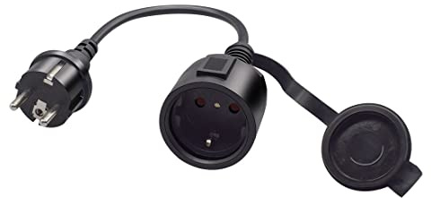 RIIEYOCA Shucko Verlängerungskabel,Schuko Europa Stecker auf Buchse Verlängerungskabel, 16A 250V, 2-poliges Schutzkontaktstecker-Netzkabel mit Schutzkappe für PDU USV, Schwarz